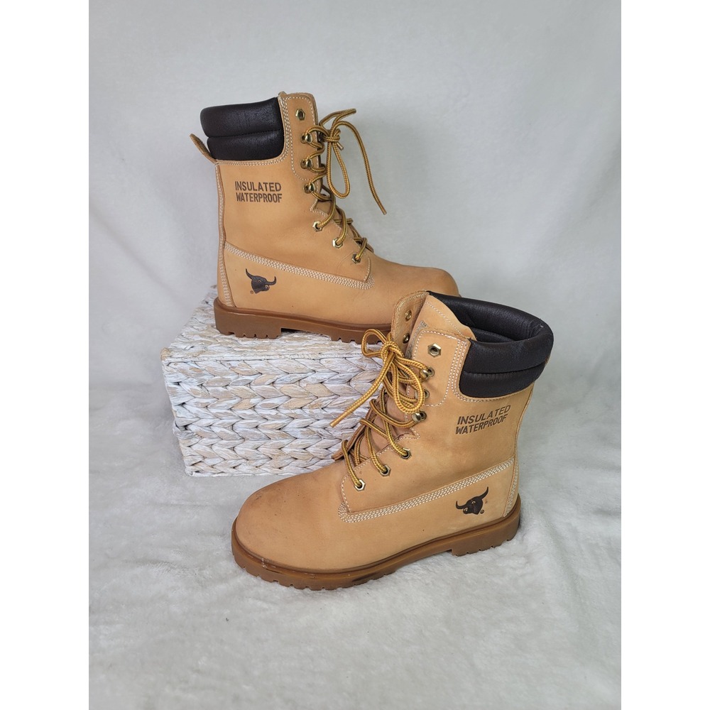Texas Steer Insulated Waterproof Work Boots Utility Tan Leather Men 6.5 Women 8